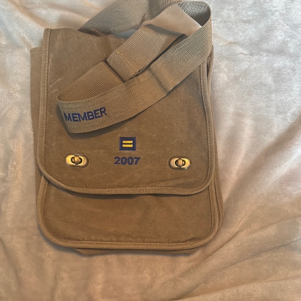 HRC Member 2007 Tan Canvas Messenger Bag with Brass Closure